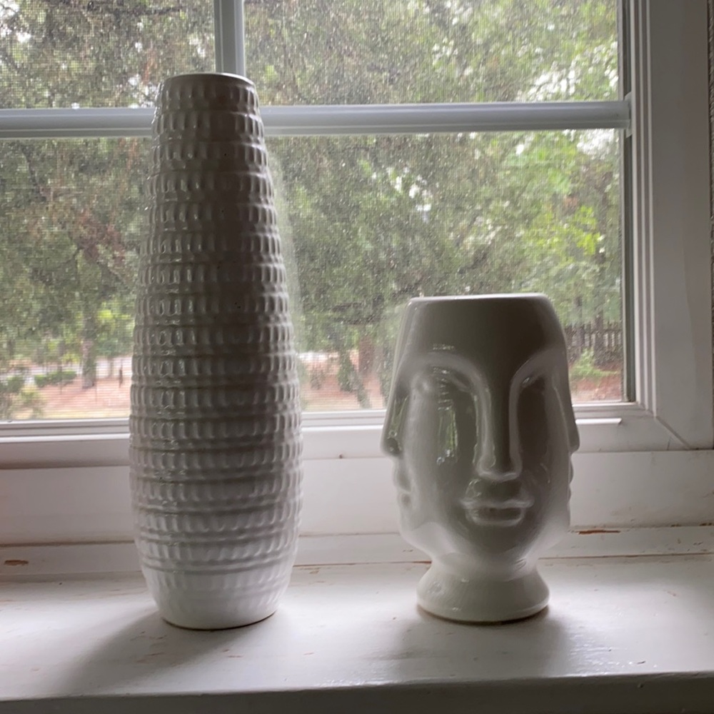 Two white vases
